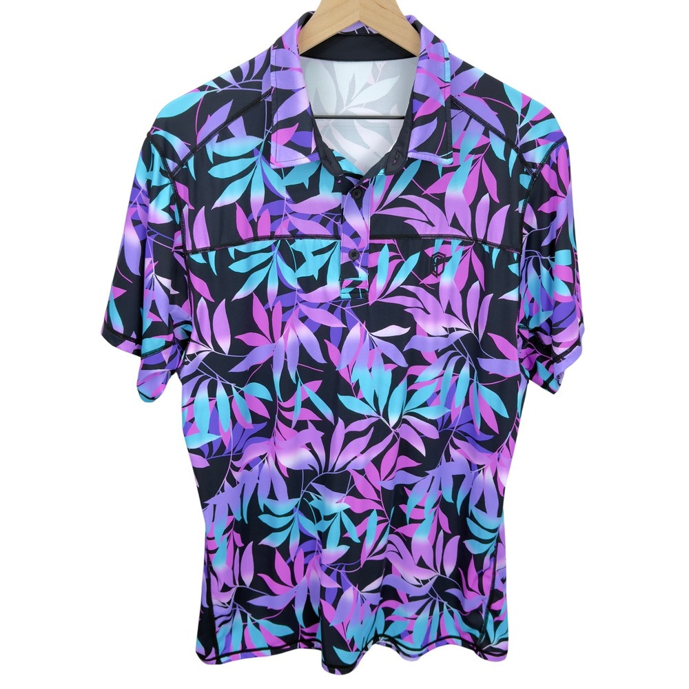 Born Primitive Mens Size Tropical Palm Tek Polo Golf Performance Activewear